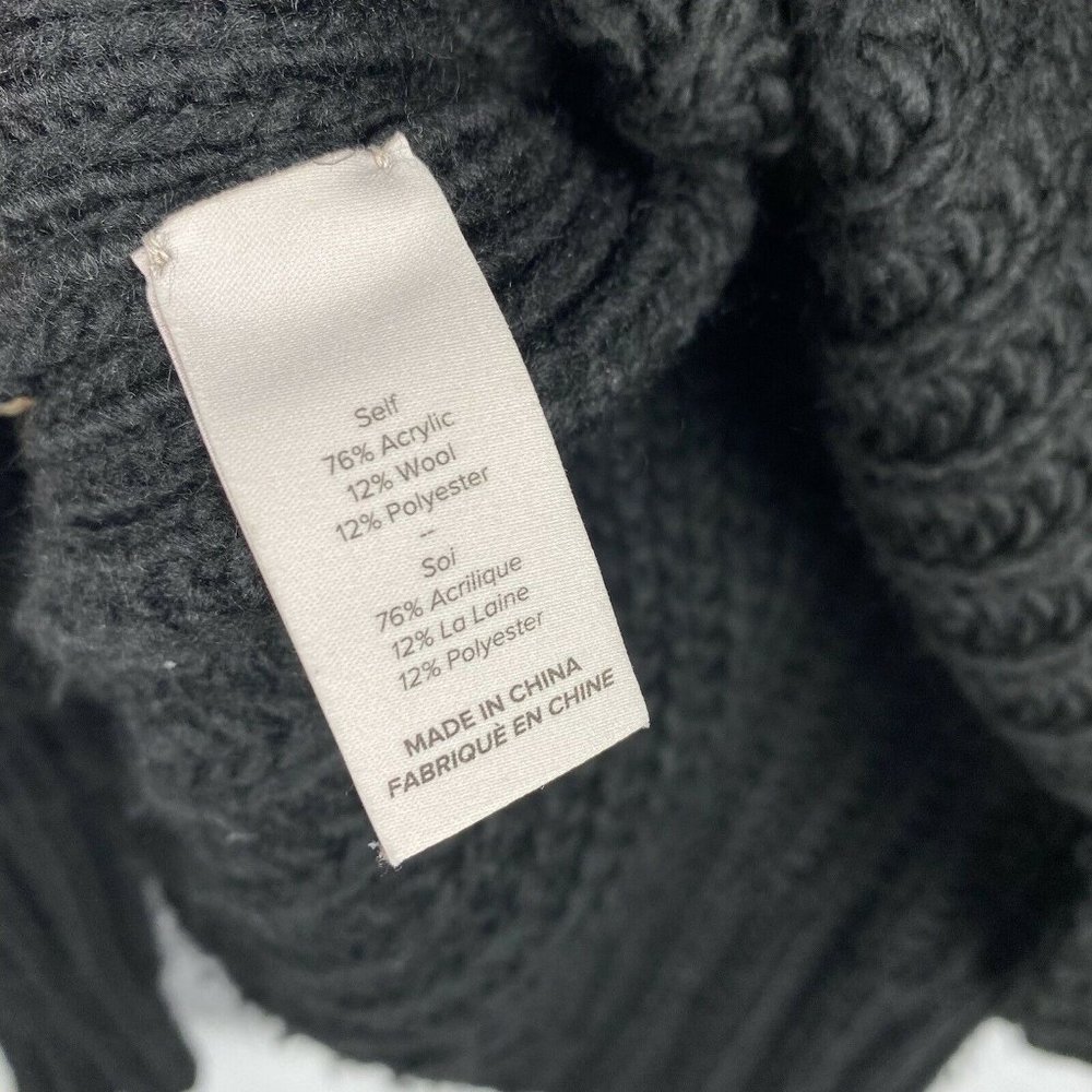 Cinq a Sept Adia Cut Out Turtleneck Sweater Black Knit Wool Blend Size Small - Picture 5 of 6